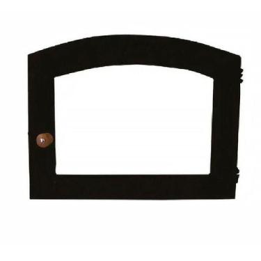 Imagem de Porta Forno Ferro Fundido Vidro Batoque Madeira 42x40cm - RIG FUNDIDOS