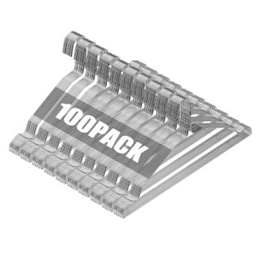 Imagem de Pacote com 100 cabides de arame baratos com ranhura