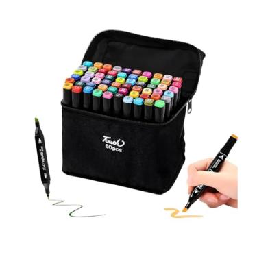 Imagem de Estojo com Canetas Ponta Dupla Touch: Marcadores Permanentes para Desenho, Lettering e Arte Profissional e Escolar - Cores Vibrantes, Qualidade e Versatilidade! (60 cores)