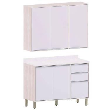 Imagem de Kit Armário Aéreo e Balcão de Cozinha 120 cm 3 Portas Atenas