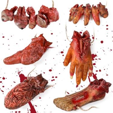 Imagem de Scary Halloween Party Decorations, Haunted House Decor, Zombie Vampire Crime Scene Bloody Decorations, Creepy Carnival Bloody Props, Fake Dead Body Parts (Realistic Broken hand, feet, fingers, organs)