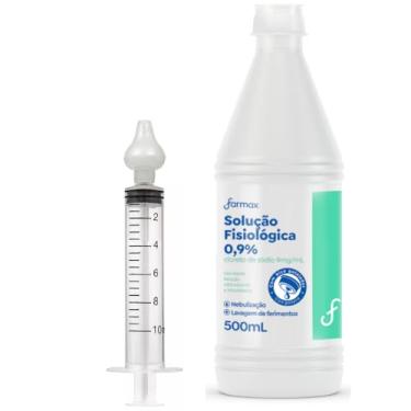 Imagem de Lavador Nasal Para Adultos e Crianças 10ml com Bico de silicone + Solução Fisiológica 500ml Farmax