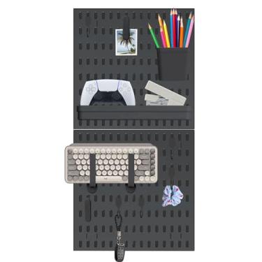 Imagem de SHGJ&SOFT Kit de combinação de Peg Board, Pegboards e acessórios para pendurar modular, organizador de parede para casa e escritório, kits de painel de suporte de parede (preto, 2 peças)