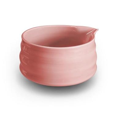 Imagem de AIYICIII Tigela de matcha de cerâmica com bico de 500 ml, chawan japonês para bater e servir, tigela de chá matcha artesanal para cerimônia de chá verde e uso diário (rosa)