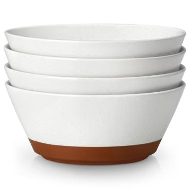 Imagem de MALACASA Conjunto de 4 tigelas de salada, tigelas de sopa para cozinha, tigela grande de cerâmica de 1,701 g para ramen, cereais, frutas, fósforo e macarrão, pode ir ao micro-ondas e lava-louças