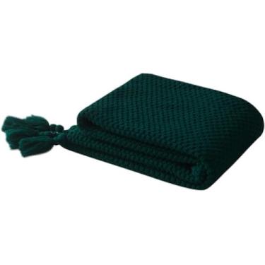 Imagem de Manta De Café Daeti Thread Blaket Com Borla Bege Cinza Sólido Blaket Para Sofá De Quarto Têxtil Doméstico Kitted Blaket, Inkgreen, 110x240cm(43x94inch)