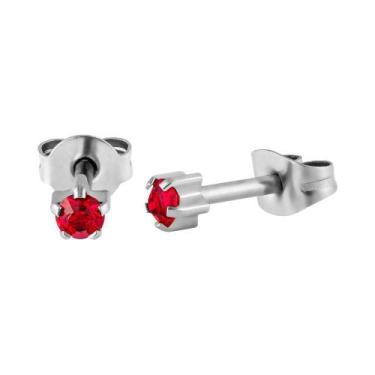 Imagem de Brinco Aço Estrela com Zircônia Vermelha 3,7mm - Convex