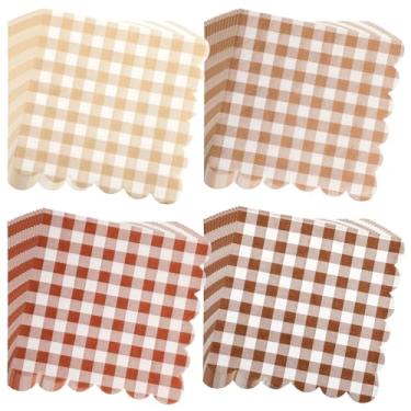 Imagem de Dinifee 240 guardanapos de coquetel recortados a granel 12 x 12 cm, guardanapos de papel xadrez xadrez descartáveis, cor gradiente, decorativos, para casamento, aniversário, casamento, casamento