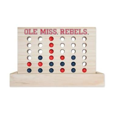 Imagem de Rico Industries NCAA Mini Travel Team 4 in A Row Mini Game- Wooden, Team Colors, 5.5" x 8" (Ole Miss Rebels)