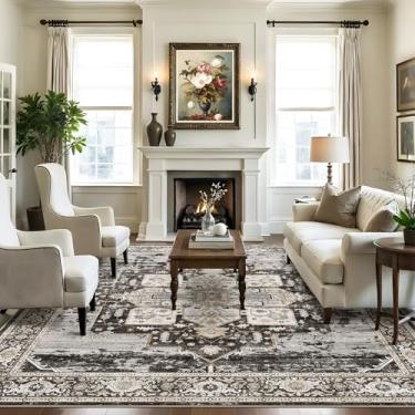 Imagem de RUUGME Tapetes laváveis para área de 28 x 28 cm - Tapetes grandes para sala de estar, tapete macio resistente a manchas para mulheres casadas de meia-idade no quarto, cozinha com suporte