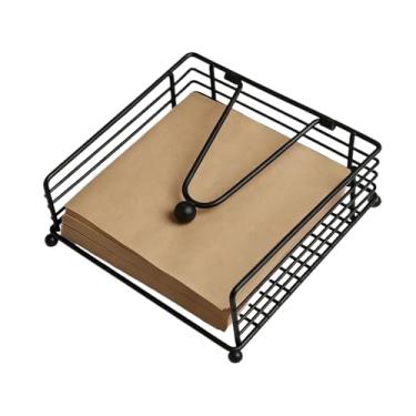 Imagem de SWTOOL Suporte de guardanapo preto moderno quadrado de metal plano suporte de armazenamento com braço articulado ponderado para casa de fazenda ao ar livre festa de casamento hotel