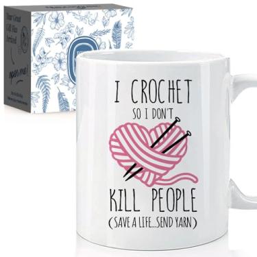 Imagem de Presentes engraçados de crochê para amantes de tricô, suprimentos de crochê para amantes de crochê, filha, namorada, melhor amiga, presente de tricô para aniversário, Natal, elefante branco