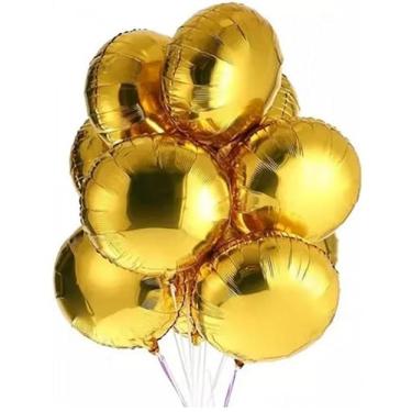 Imagem de Balões Metálicos Dourados, 45cm, Pacote com 10 Unidades, Decoração para Festas