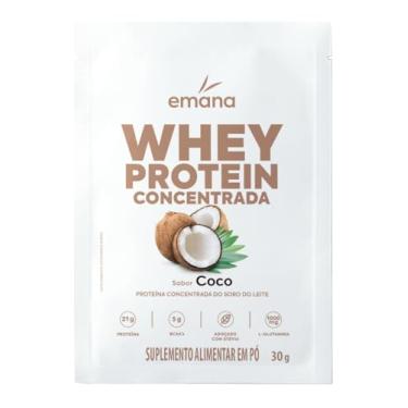 Imagem de Emana Monodose Suplemento Alimentar em Pó Whey Protein Adoçado com Stevia Sabor Coco - Sachê 30g