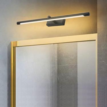 Imagem de GZZBMY Luz de Espelho LED Arandelas de Parede Banheiro Moderno Alumínio Impermeável Arandela Espelho Armário Iluminação Banheiro Iluminação de Parede para Sala de Estar Quarto (Luz Quente Preta, 56 cm