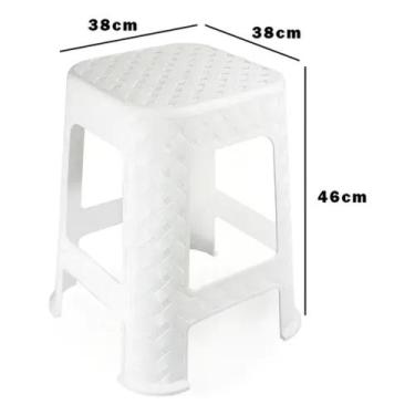 Imagem de Banqueta plastica branca - acabamento rattan suporta até 120kg - plast