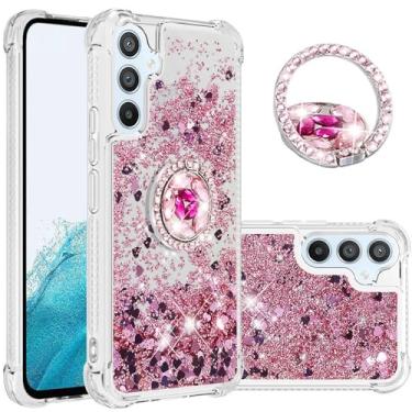 Imagem de Monwutong Capa Slim Fit para Samsung Galaxy A54 5G, TPU macio com glitter líquido efeito areia movediça anel de silicone, capa de proteção de tela e câmera para A54 5G, WTZH ouro rosa