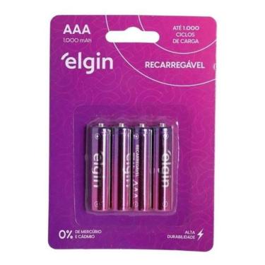 Imagem de Kit 4 Pilhas Recarregáveis AAA  1.000Mah Elgin Ref BPO1