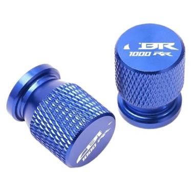 Imagem de 1 par de tampas de válvula de pneu de roda de alumínio CNC para motocicleta compatível com CBR1000RR CBR 1000RR CBR 1000 RR SP 2004-2021 (azul)