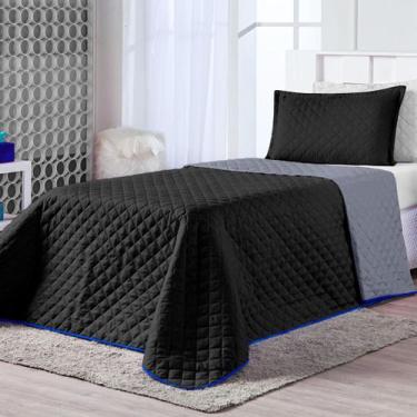 Imagem de Kit Cobre Leito Dual Color Preto/Cinza Solteiro 02 Peças - Dupla Face 