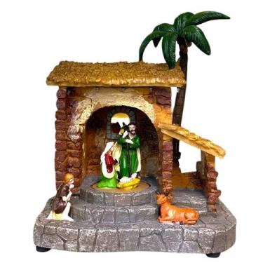 Imagem de Presepio Natal Sagrada Familia Giratorio Musica Led Natalino Decoraçao