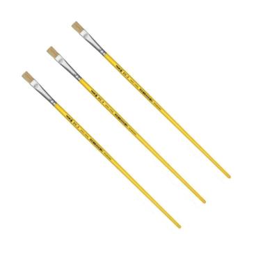 Imagem de Kit 3 Pincel Chato Longo Cerda Natural 815-8 Nº8 Fino Tigre