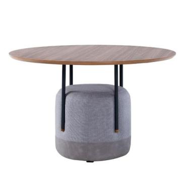 Imagem de Mesa de Jantar 1,2m Redonda Metal Base Estofada Tampo MDF - Casa Lar V