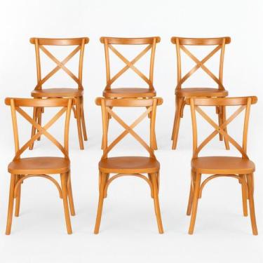 Imagem de Kit 6 Cadeiras Madeira Sala de Estar Gourmet Katrina Paris - Madeira M