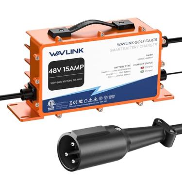 Imagem de WAVLINK Carregador Para Carrinho De Golfe, Gs950C - 48 V 15 A Máx., Saída 810 W, Ip67 À Prova D'Água, Compatível Com Lifepo4/Nmc/Chumbo-Ácido (Plugue Redondo Carro Golfe)