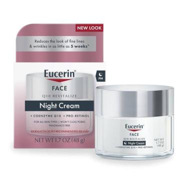 Imagem de Creme Facial Noturno com Pro Retinol para Pele Sensível, 50 mL, Eucerin Q10, Azul