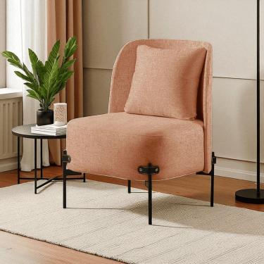 Imagem de Poltrona para Sala de Estar Madeira Maciça Aurora Luxo Terracota