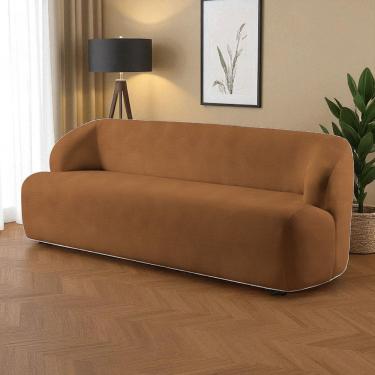 Imagem de Sofá Fixo Noah 3 Lugares Luxo 2,20m Castellar Móbile Sintético Caramelo