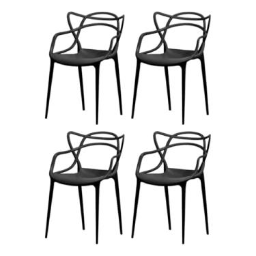 Imagem de Kit 4 Cadeiras Allegra Cozinha Gourmet Jantar Empilhável Preta