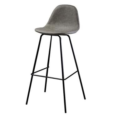 Imagem de UISLA Banqueta de bar de móveis de couro PU ferro café da manhã alto pub bancos/balcão - pernas de metal preto, 65/75 cm/# 3/Altura do assento: 65 cm