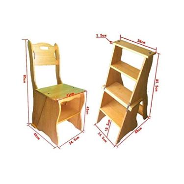 Imagem de LXB Banqueta dobrável multifuncional conveniente, para a família, cadeiras de escada multifuncionais, nórdica, criativa, quatro camadas, dobrável, multicamadas, de madeira maciça, escadas, banco de