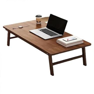 Imagem de Mesa de chá portátil multifuncional dobrável com pernas dobráveis, mesa baixa de tatame, mesa de chá zen para sala de estar e escritório (cor nogueira 80 x 40 x 34 cm)