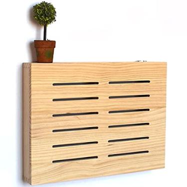 Imagem de Prateleira de roteador Suporte de rack de roteador prateleira de parede flutuante montada na parede caixa de armazenamento WiFi caixa organizadora de cabos protetor de régua de energia fácil de