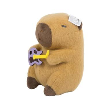 Imagem de Pelúcia Capivara 25cm com Acessórios – Antialérgico, Lavável, Com Zíper e Som (GUITARRA ROXA)