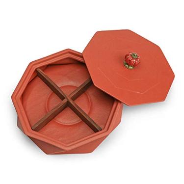 Imagem de WYUYIWH Tigela de nozes prato de porca prato de frutas secas caixa de doces doméstico lanche de cerâmica prato de frutas caixa de armazenamento com tampa bandejas de tapas bandejas divididas travessas