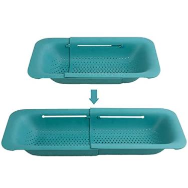 Imagem de Escorredor sobre a pia cesto de filtro expansível frutas legumes lavar pia cozinha filtro retrátil pia cesta para casa cozinha