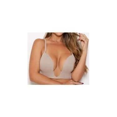 Imagem de Sutiã Meia Taça Decote Profundo Liso - Diluxo, GG, Bege