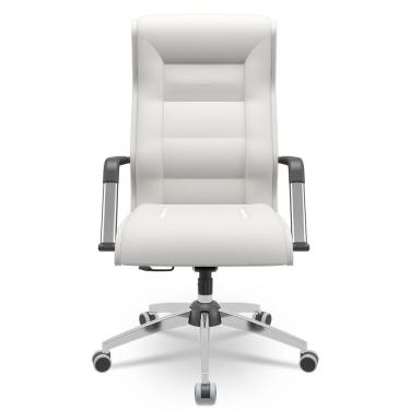 Imagem de Cadeira De Escritório Giratória Presidente Base Cromada Kirk P03 Facto Branco - Lyam Decor