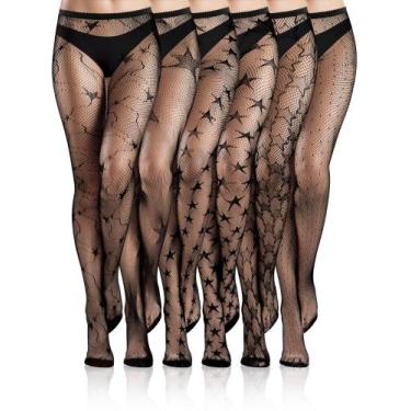 Imagem de Meias Fishnet Ramede Halloween com estampa de renda preta