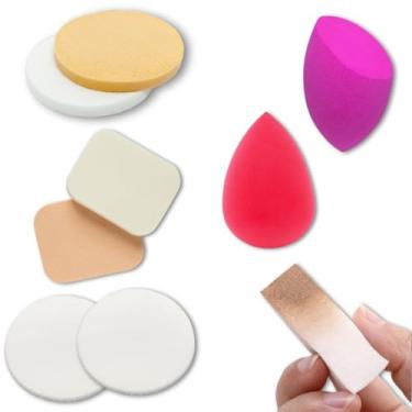 Imagem de Kit 10 Peças, Esponjas de Maquiagem e Pincel, Blender Beauty com 6 Formatos Diversos, Aplicador de Base e Corretivo, Sem Látex, Reutilizável, Profissional