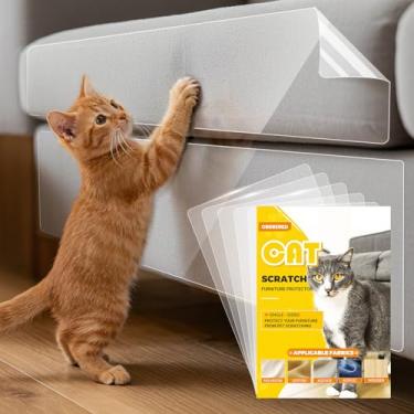 Imagem de 24 peças de protetor de móveis para gatos, protetor de sofá da Cat Claws – adesivo resistente de um lado, dissuasor de arranhões e escudo para cantos de sofá, paredes, portas, 35,5 cm