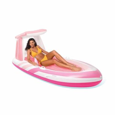 Imagem de Intex Boia de piscina Pink Paradise, 2,44 m x 1,19 m, inflável com dossel, limite de peso de 100 kg