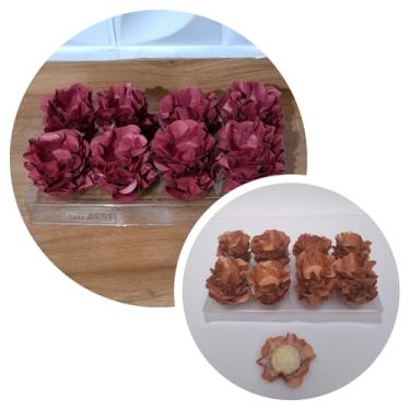 Imagem de Forminhas para Doces, 80 Peças Decorativas em Formato de Flor para Festas, Casamentos e Aniversários (Ouro Rosê e Marsala)