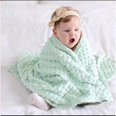 Imagem de Manta para bebê verde agua inverno soft plush Bolha Mantinha de invern