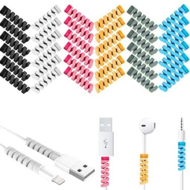 Imagem de 36 peças protetoras de cabo, protetor de fio USB para iPhone, iPad, Android, extremidade do carregador, acessórios de silicone para fone de ouvido