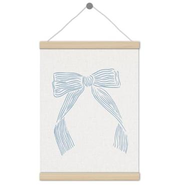 Imagem de Moldura para pôster Coquette Blue Bow 30,5 x 40,6 cm, decoração de quarto de quarto com laço azul retrô moderno para quarto de meninas, quarto, dormitório, apartamento